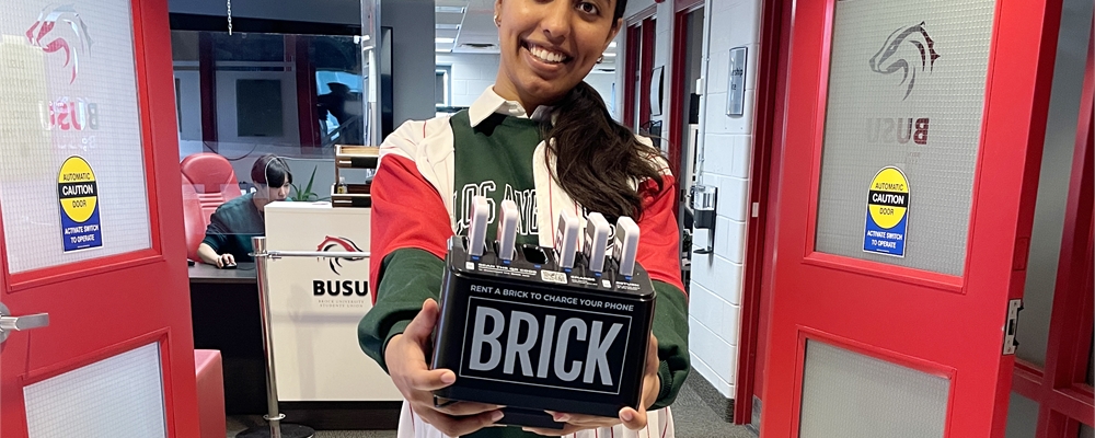 Introducing new Brick Charging Stations for your devices. These portable charging units are free for students and available at Union Station or BUSU Front Desk.